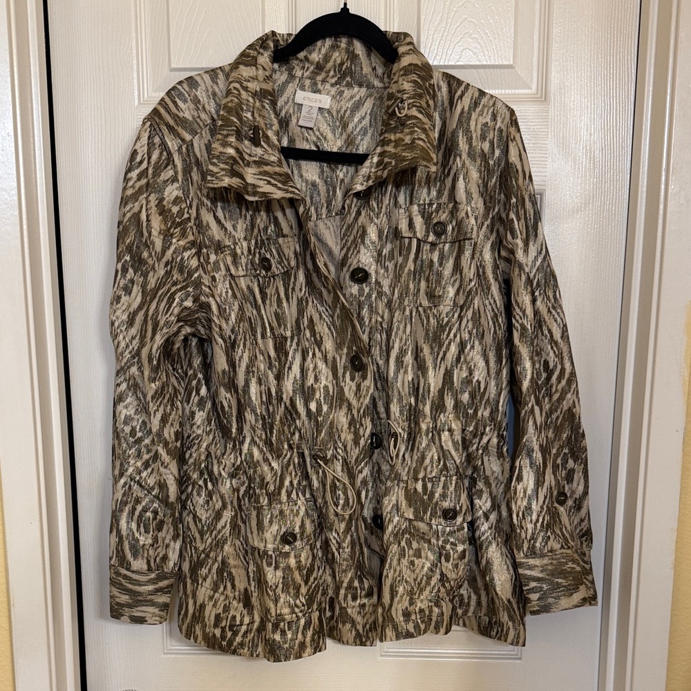 Chico's Brown Patterned Utility Jacket